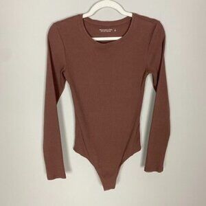 Abercrombie & Fitch Brown Long Sleeve Bodysuit